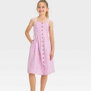 Cat & Jack woven Pink Floral midi Kids Dress